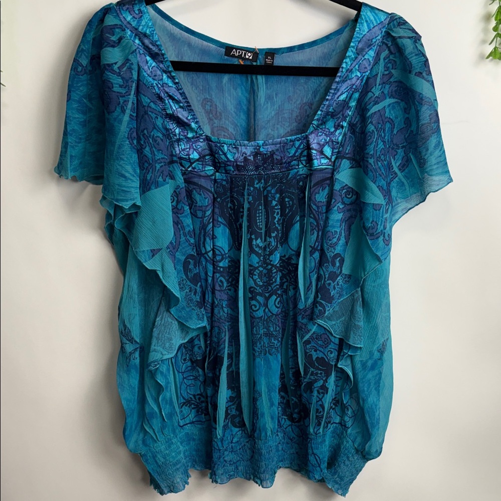 Apt. 9 Women's Blue Patterned Blouse